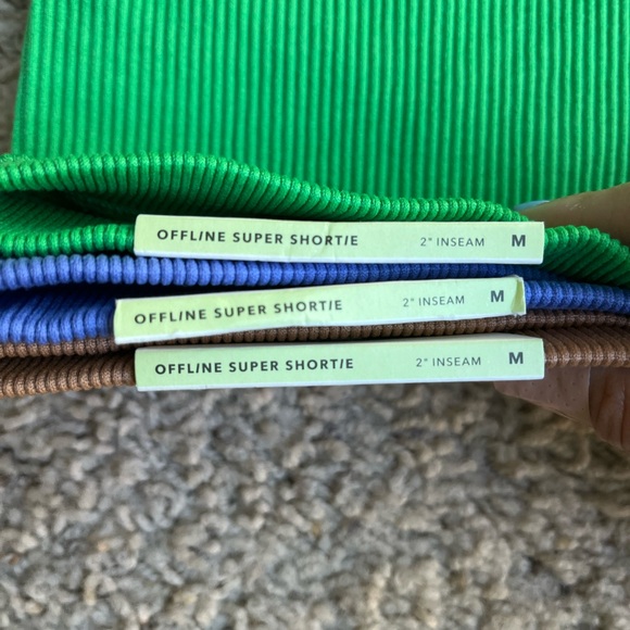 Brand New NWT Offline by Aerie Lot 3 Super Shortie Shorts Medium Purple Green - Picture 4 of 9